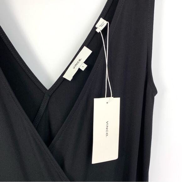 NWT VINCE V-Neck Jersey Wrap Midi Dress Black S - Picture 6 of 12